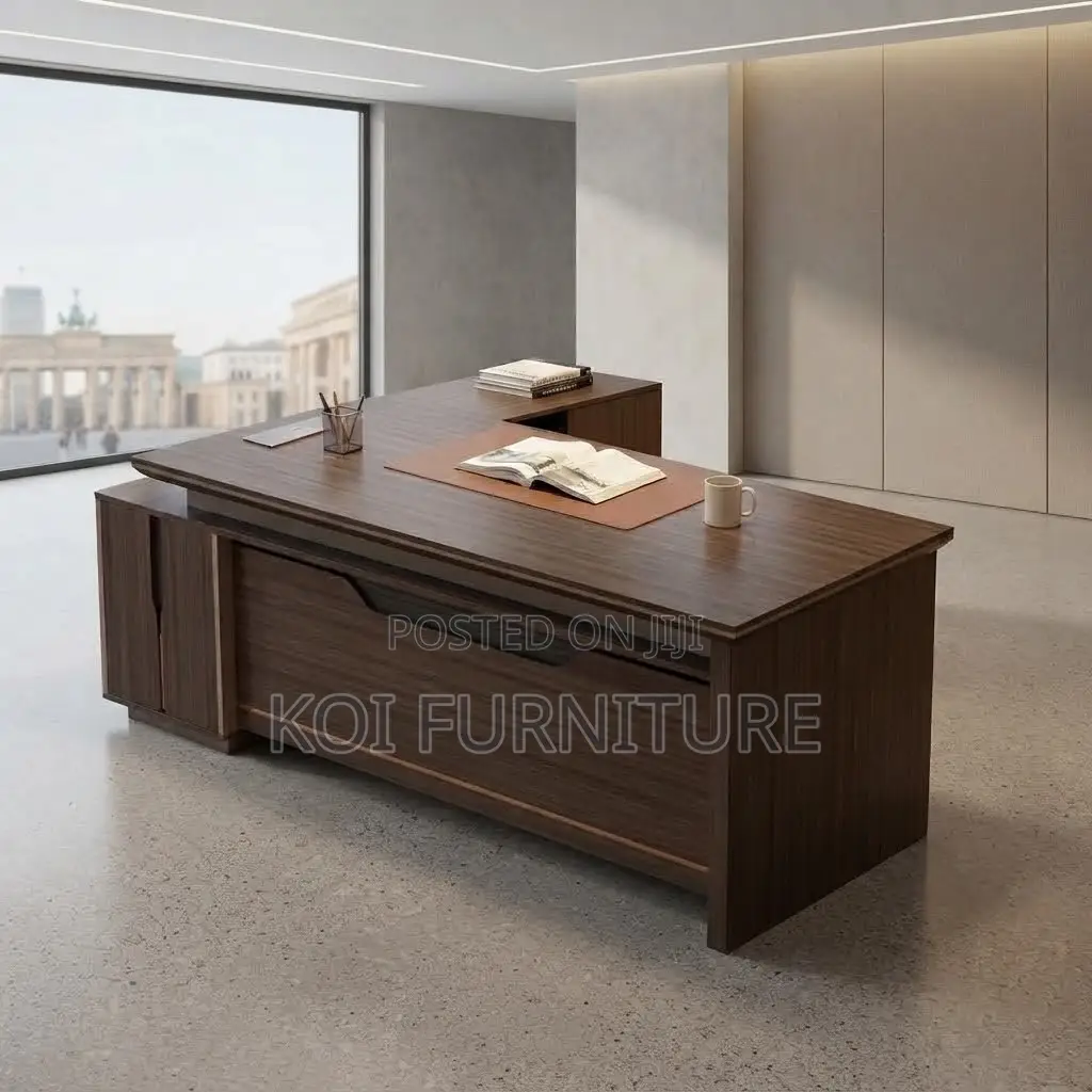 Office Desk; Executive 180CM Brown L Extended Office Desk
