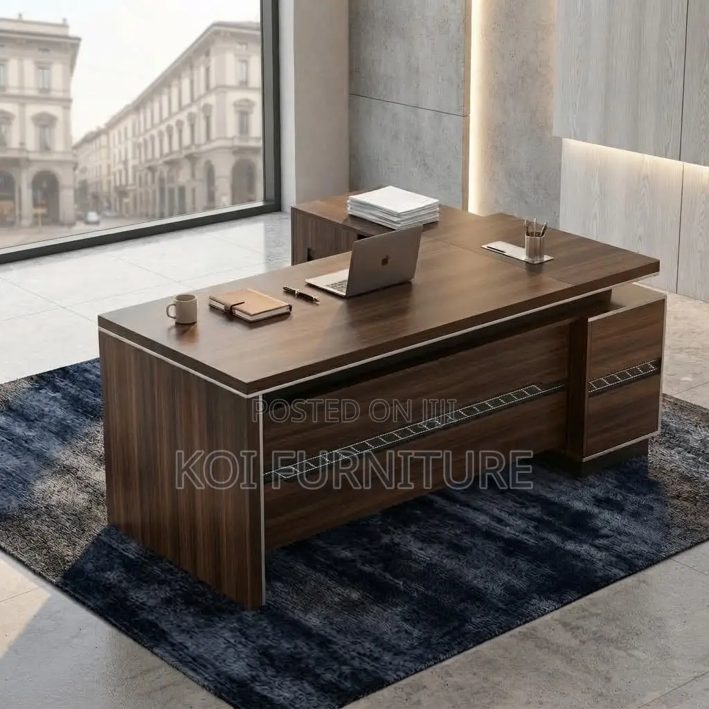 Office Desk; Executive 180CM Brown L Extended Office Desk