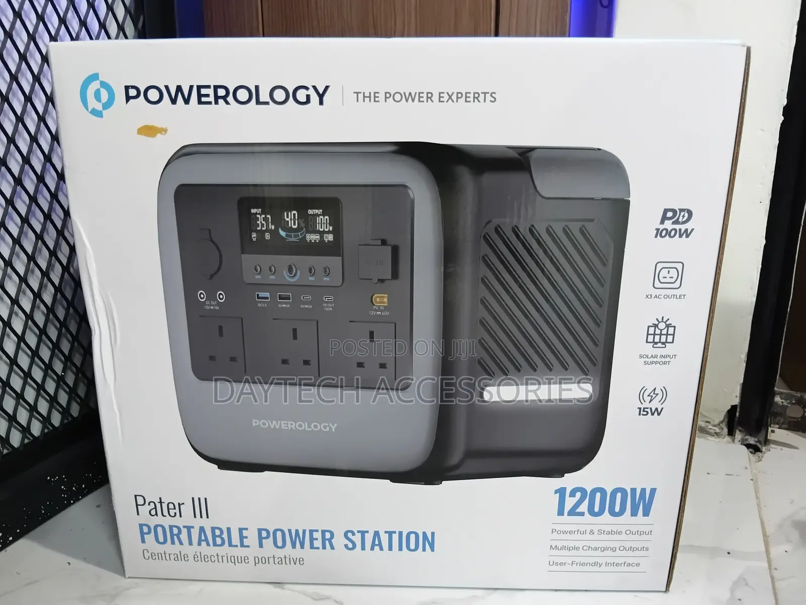 Powerology Pater III 1200W Portable Power Station - Black