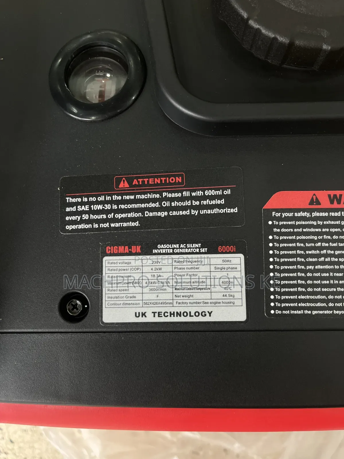 CIGMA-UK 7500i Silent Inverter Generator - 5.6kW Starting Watts