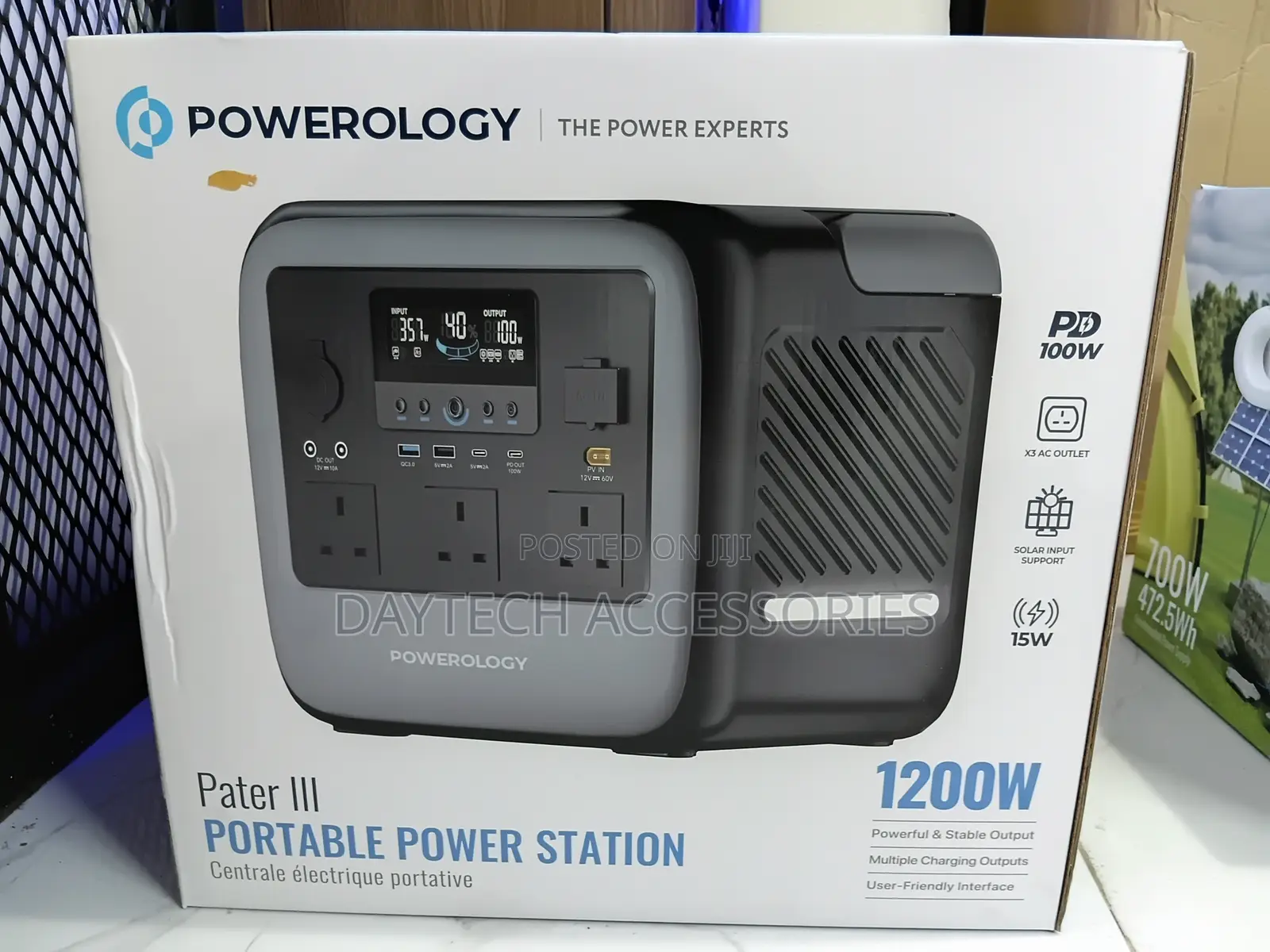 Powerology Pater III Portable Power Station 1200Watss - Black