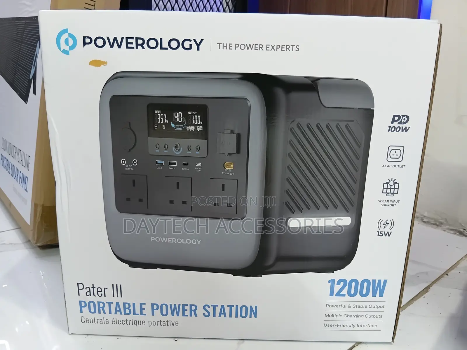Powerology Pater III Portable Power Station 1200Watss - Black