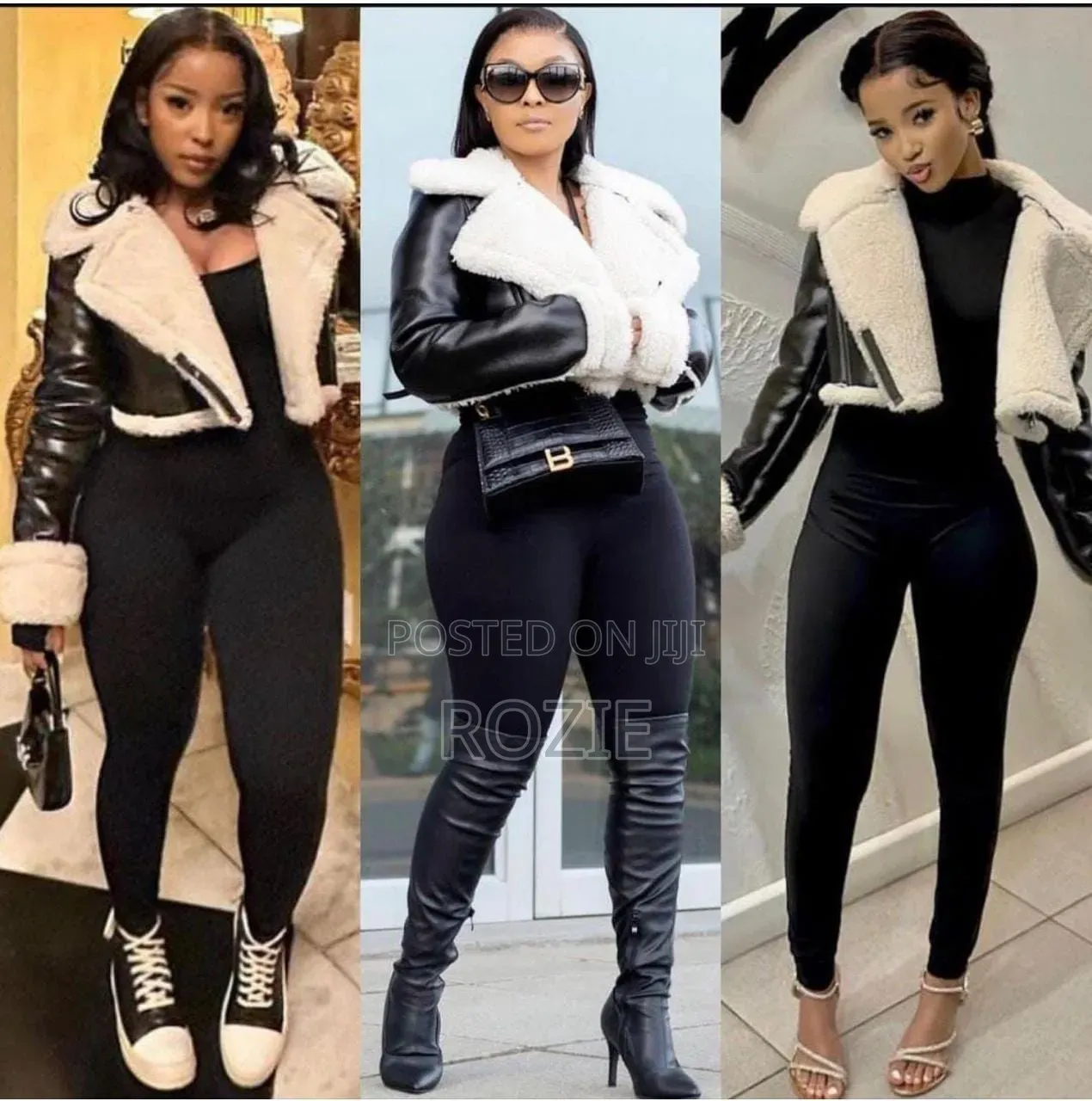 Women’s Black & Cream Warm Jacket – Stylish Winter Jacket