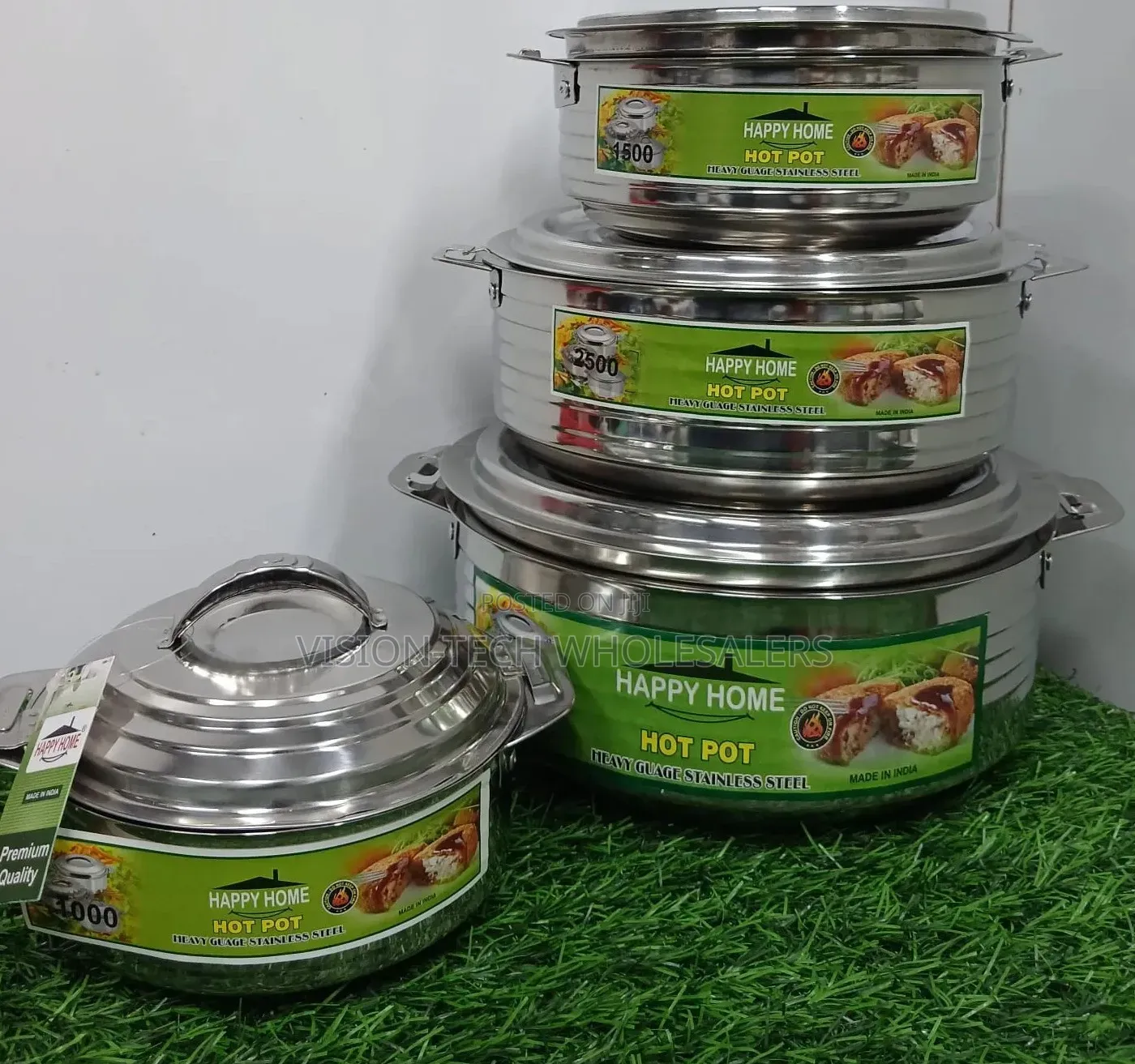 4 PCS Happy Home Stainless Steel Hotpots,;:"'