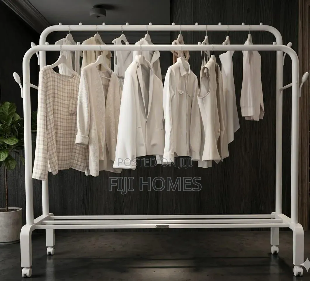 Double-Pole Clothes & Garment Rack | White & Black