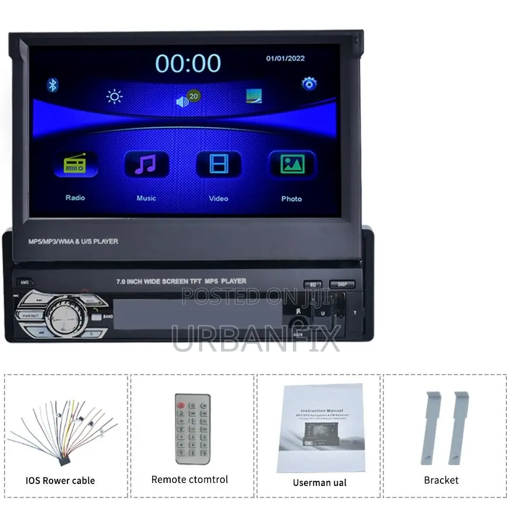 7 Inch Retractable Touch Screen Android Car Radio- 64GB Storage