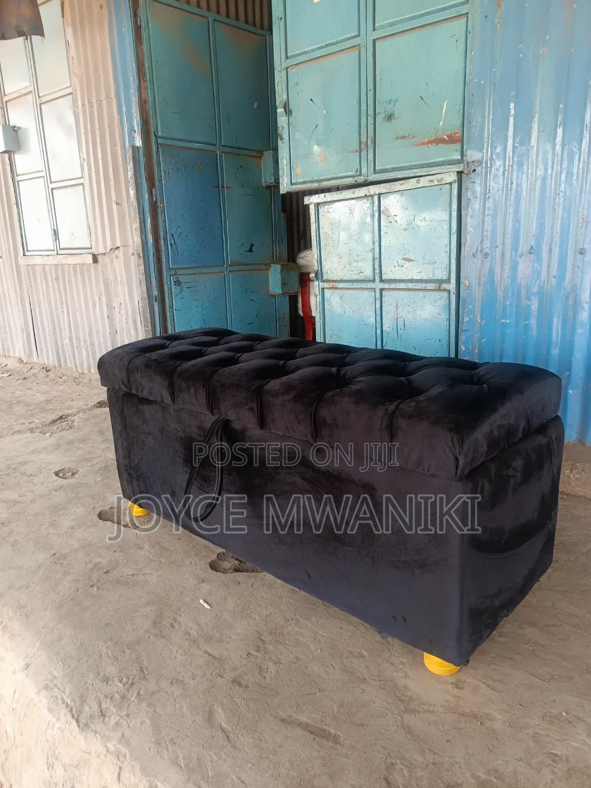 Ottoman Black Velvet, 4ft With Storage.