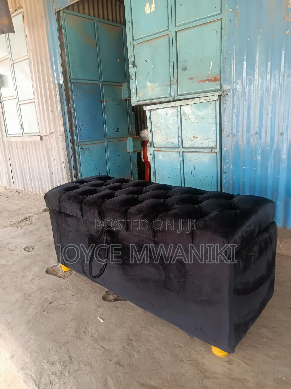 Ottoman Black Velvet, 4ft With Storage.
