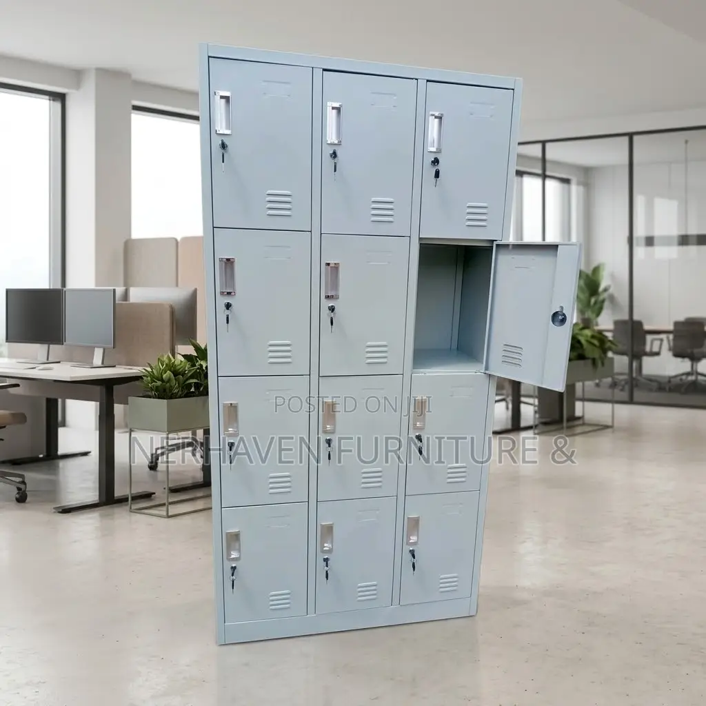 12-Door Metal Locker Cabinet – Secure Office & Staff Storage