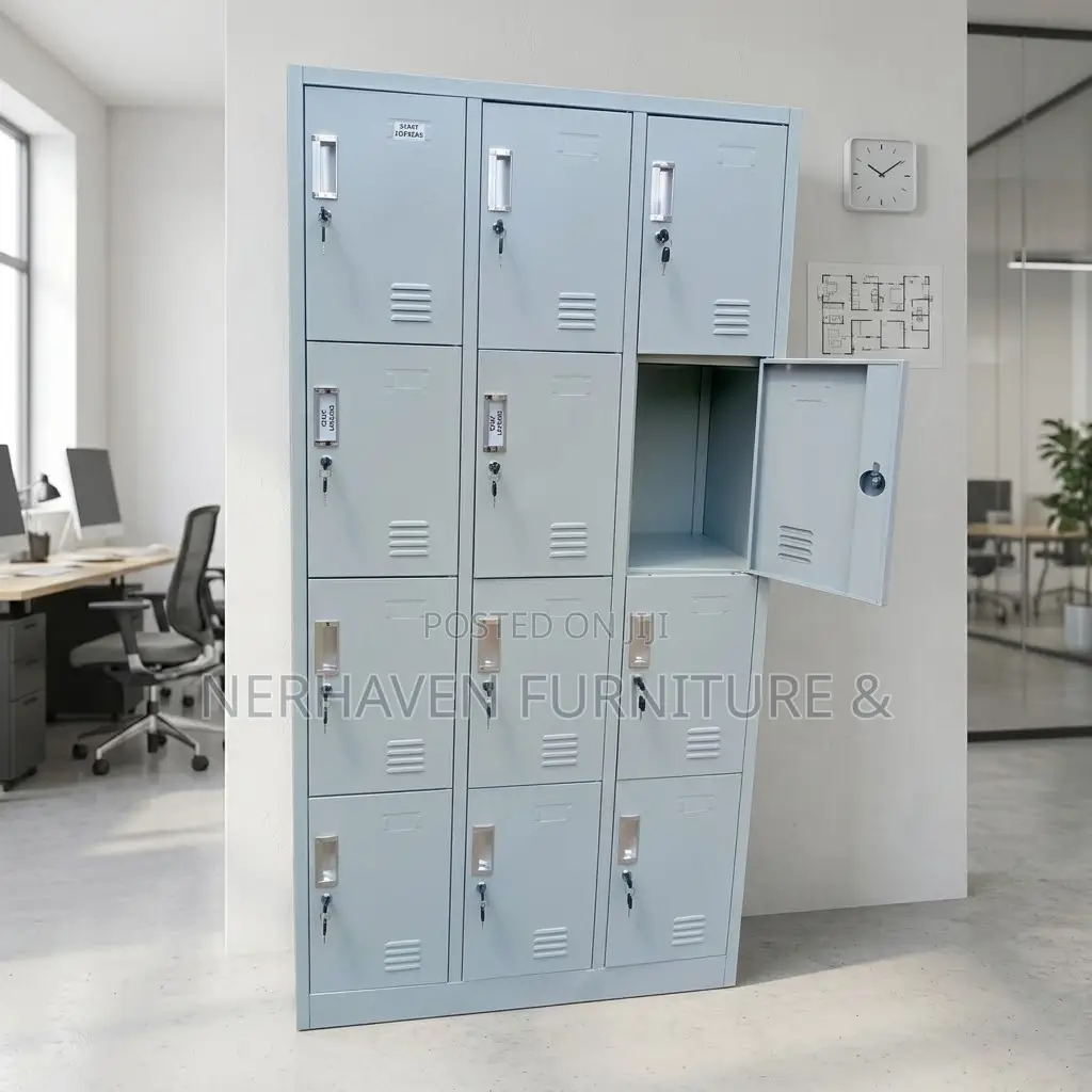 12-Door Metal Locker Cabinet – Secure Office & Staff Storage