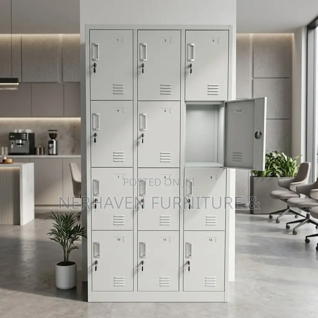 12-Door Metal Locker Cabinet – Secure Office & Staff Storage