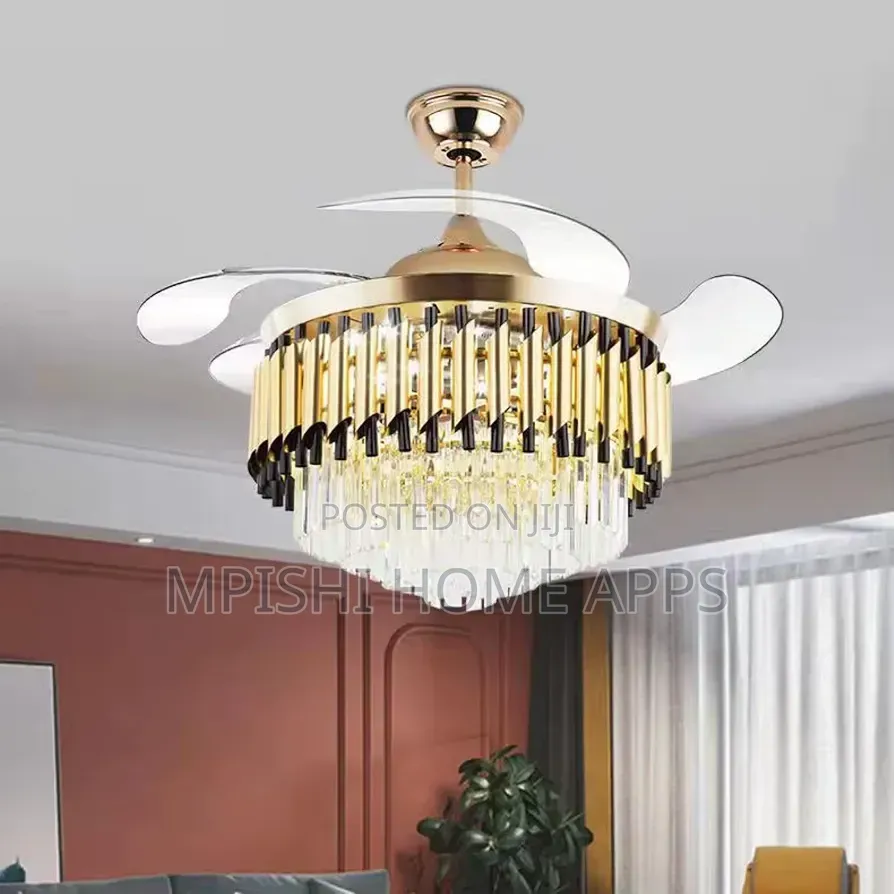 2 in 1 Fan Chandelier Light GD+BK