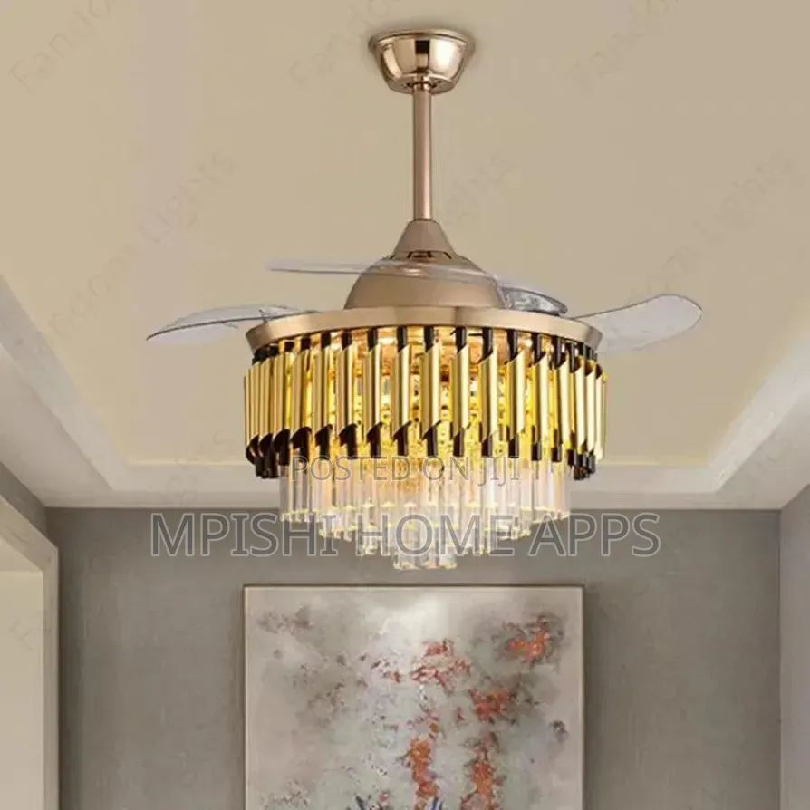 2 in 1 Fan Chandelier Light GD+BK