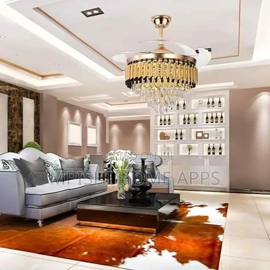 2 in 1 Fan Chandelier Light GD+BK