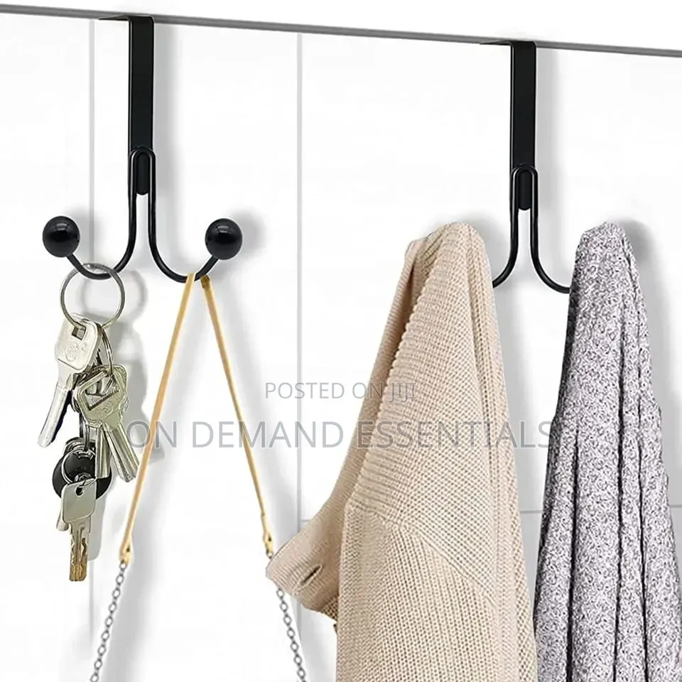 Over the Door Double Hanger Hooks Free Punching for Hanging