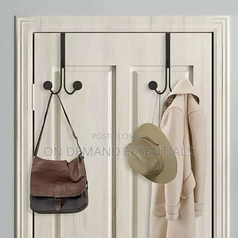 Over the Door Double Hanger Hooks Free Punching for Hanging
