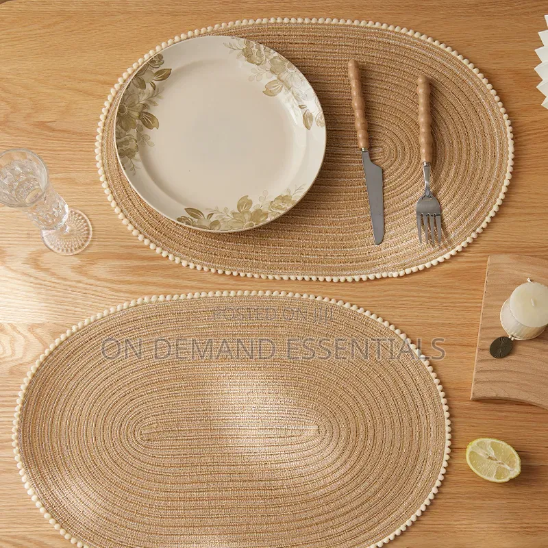 1pc Decorative Home Hotel Oval Braided Placemats