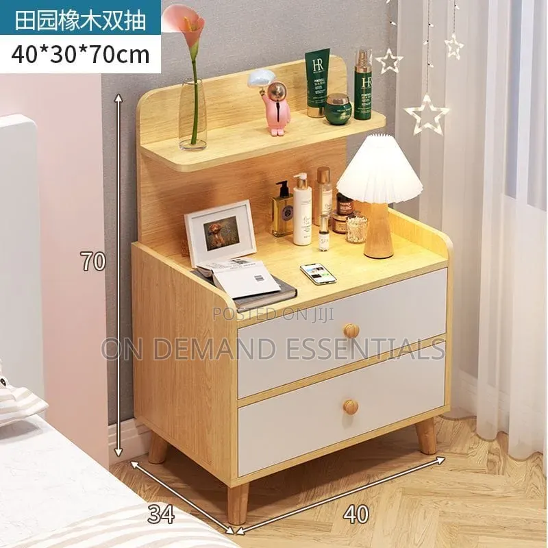 Minimalist Wooden Bedside Table With Drawer Size:37*30*70cm