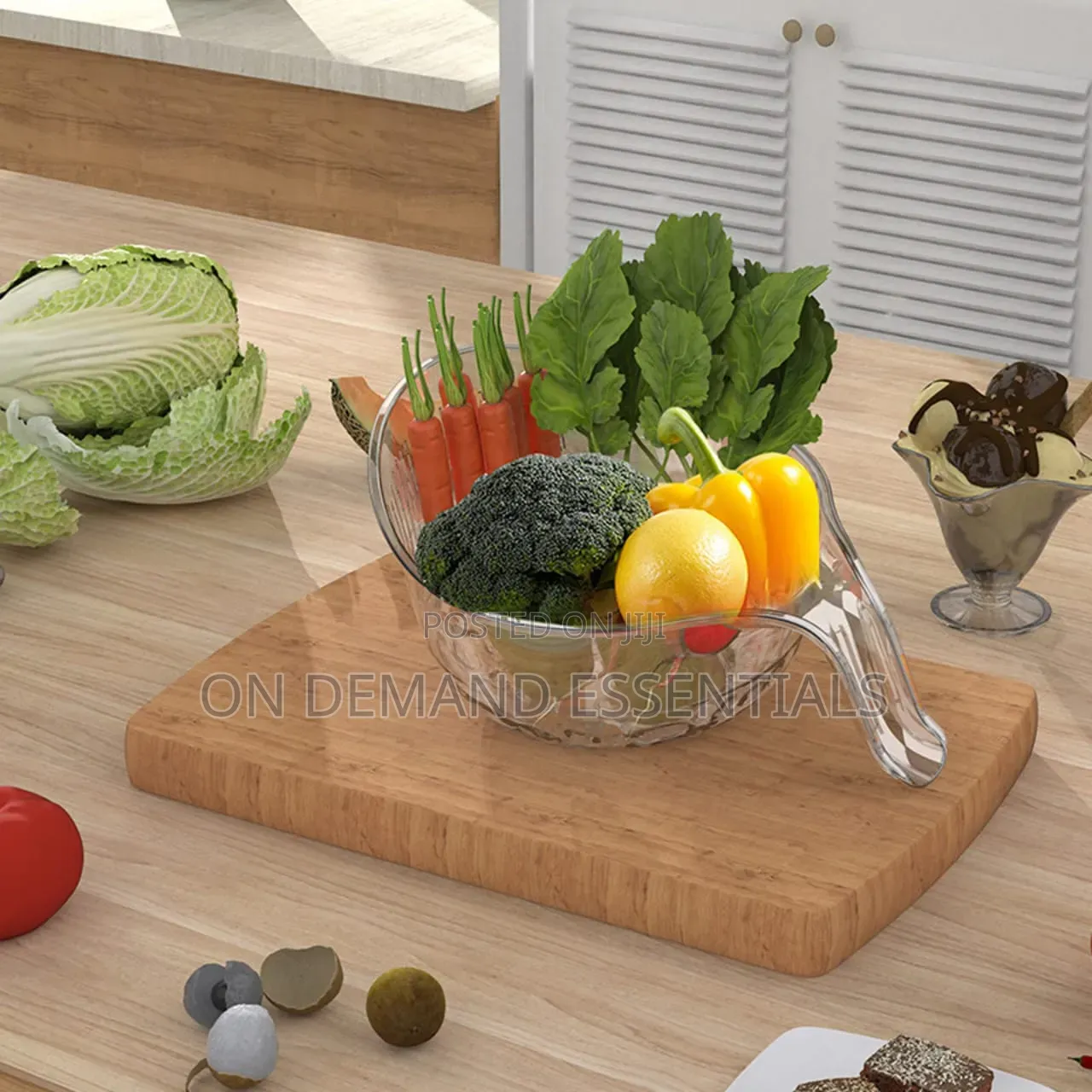 *Acrylic Multi Functional Drain New Fruit Cleaning Bowl