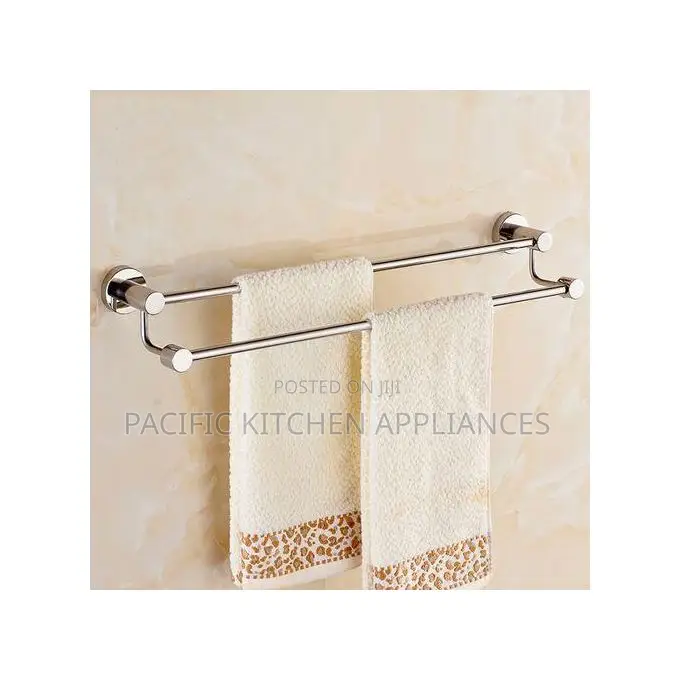 Brimix Stainless Steel Towel M Rail Holder Double Rod Wall Chrome
