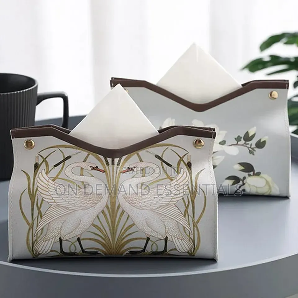 Tissue Box Organizer PU Leather Home Living Room Desktop Drawer