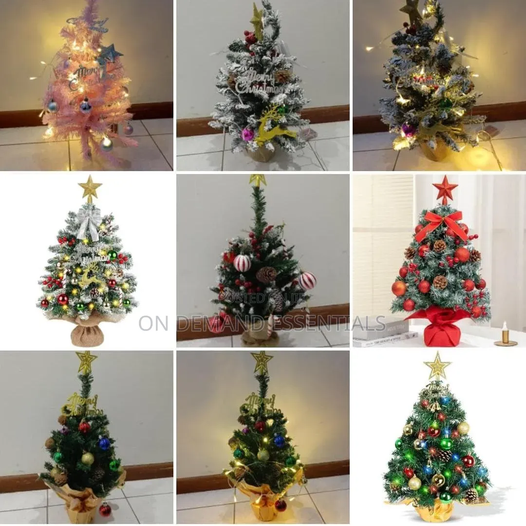 Mini Tabletop Christmas Tree With Decorations and Lights