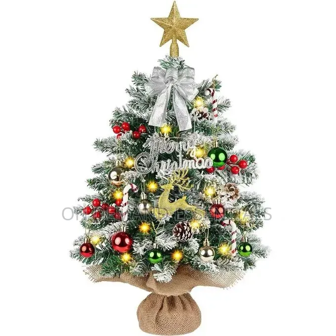 Mini Tabletop Christmas Tree With Decorations and Lights