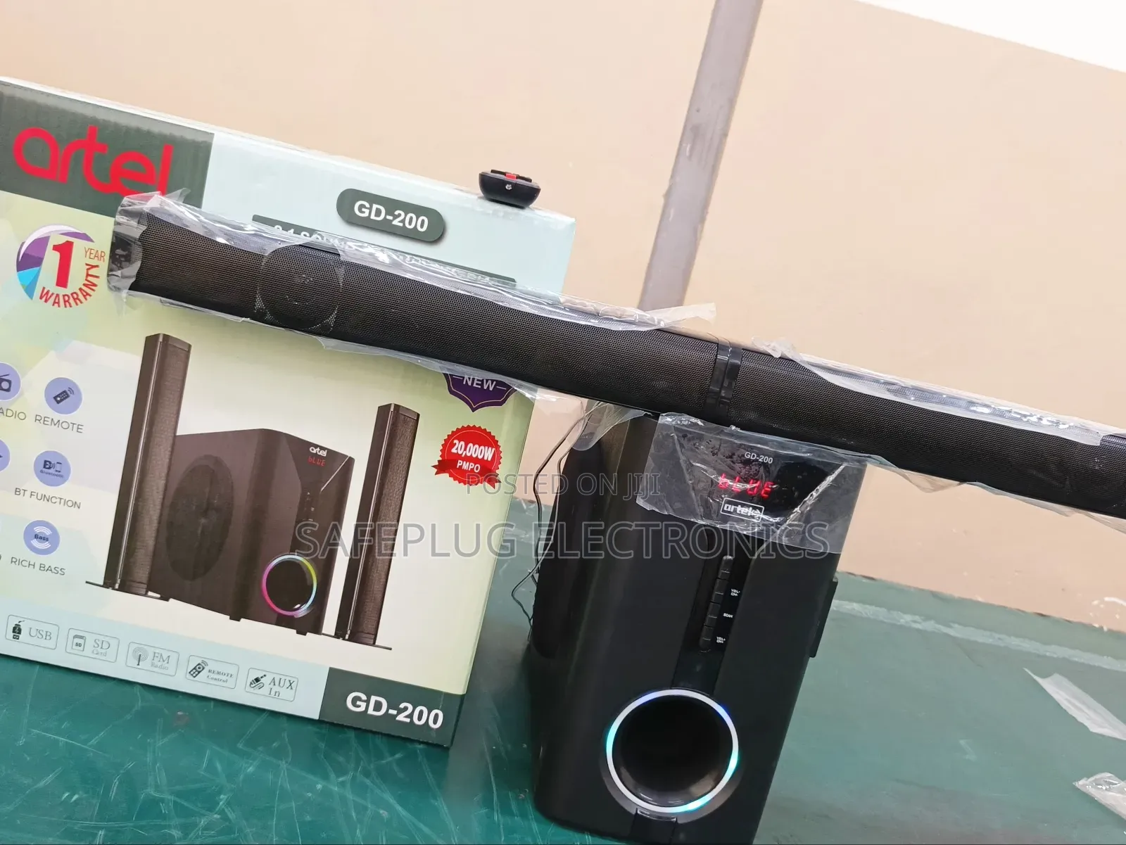 Artel V527 2.1CH Tall Boy Subwoofer System Bluetooth USB FM