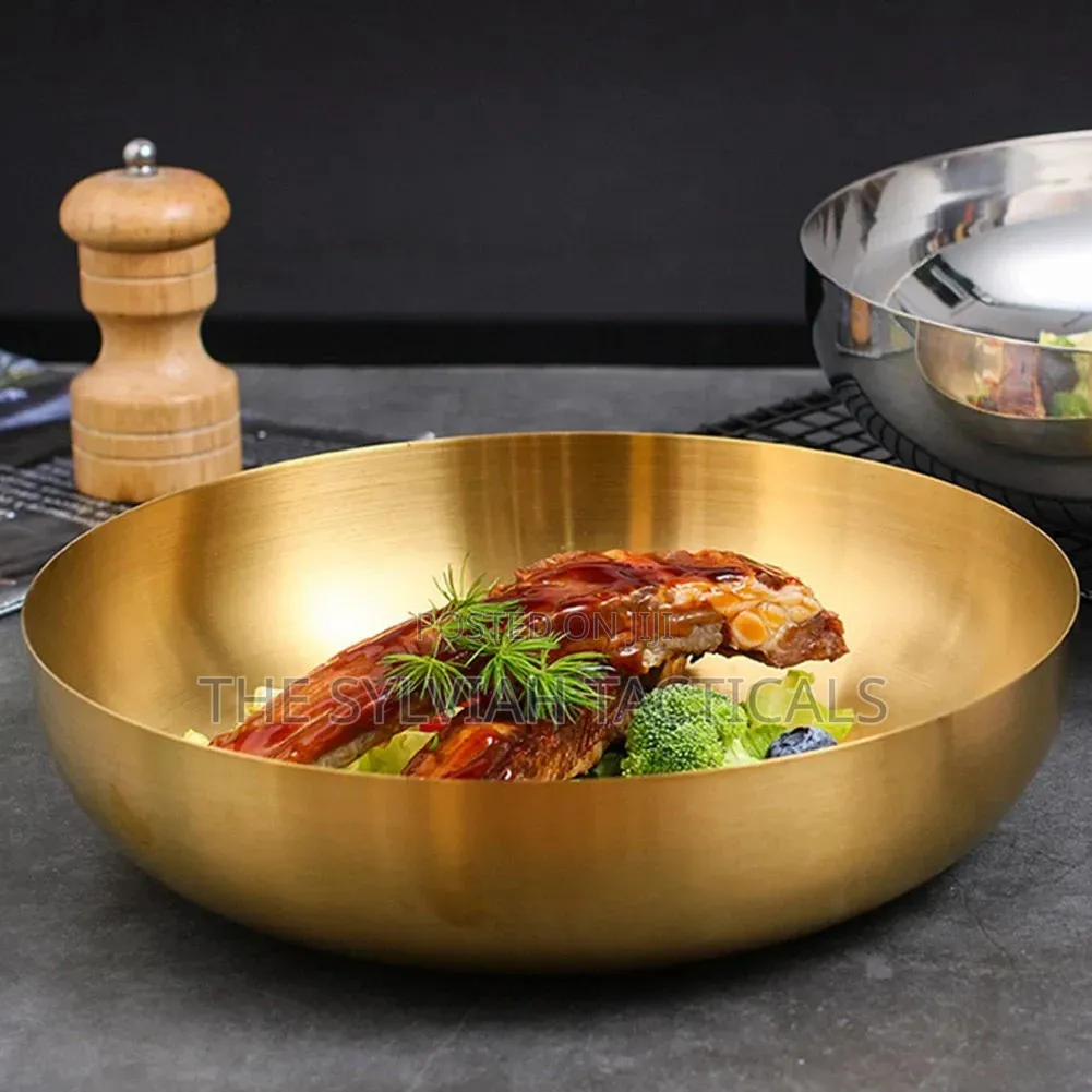 *3 Litre Gold Stainless Steel 28cm Ramen Bowl Perfect for Family Meals