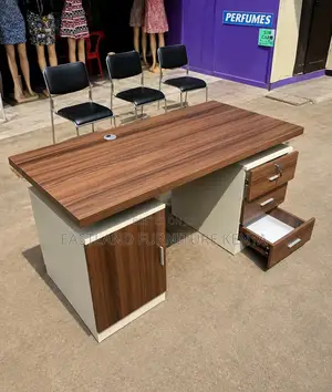 Executive Wooden Office Desk With Drawers & Storage Cabinet