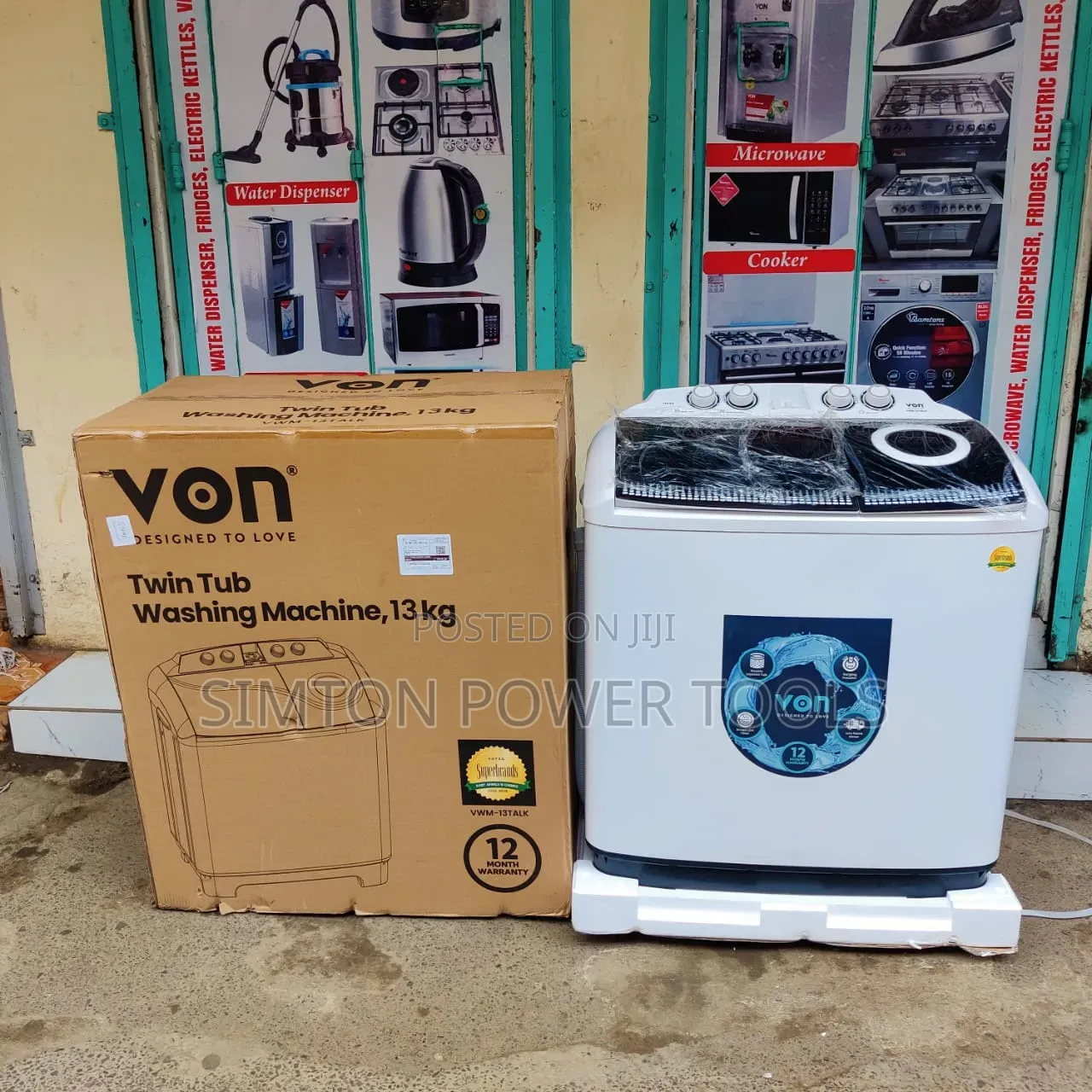 VON VWM-13TALK Twin Tub Washing Machine (13 Kg).