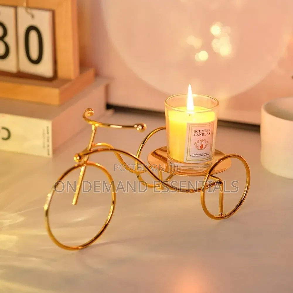 Tricycle Candle Holder Home Decorations Golden Candlestick Stand