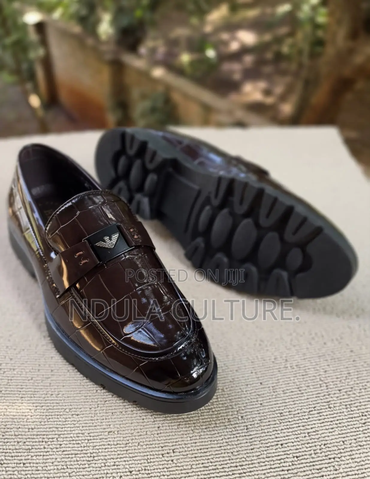 Emporio Armani Crocodile-Patterned Men's Loafers