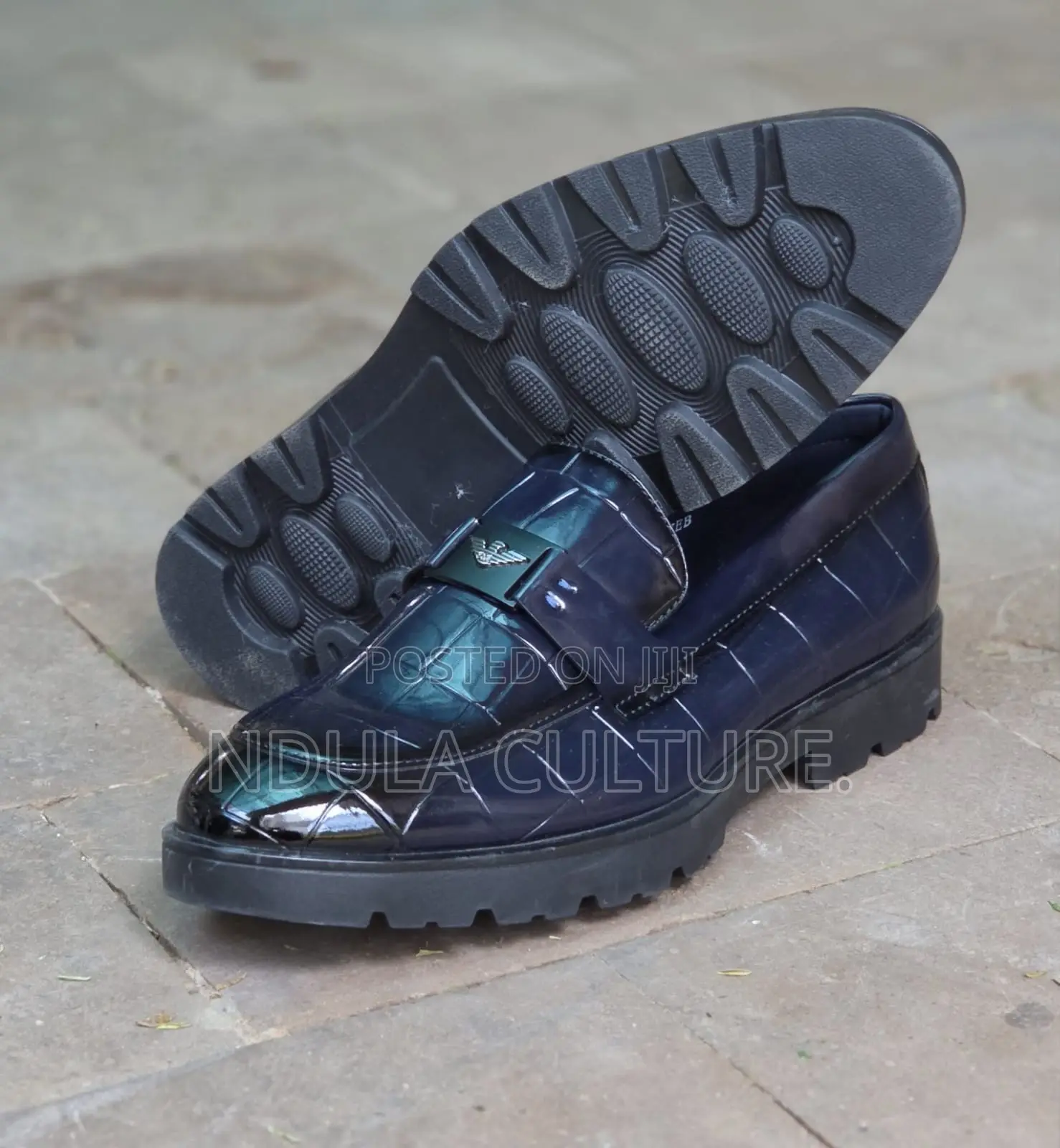 Emporio Armani Crocodile-Patterned Men's Loafers