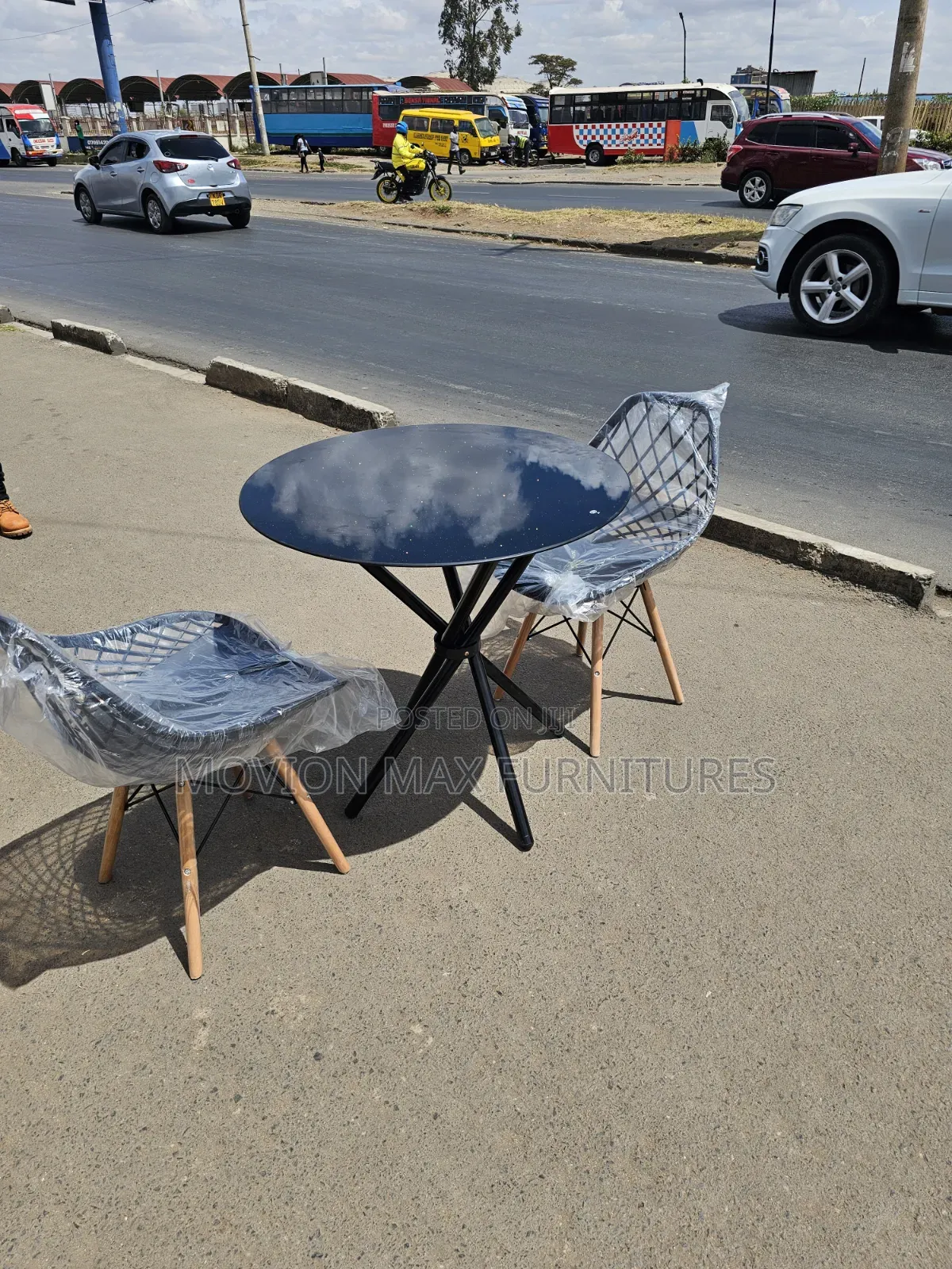 Modern Round Dining Table & Stylish Accent Chairs Set