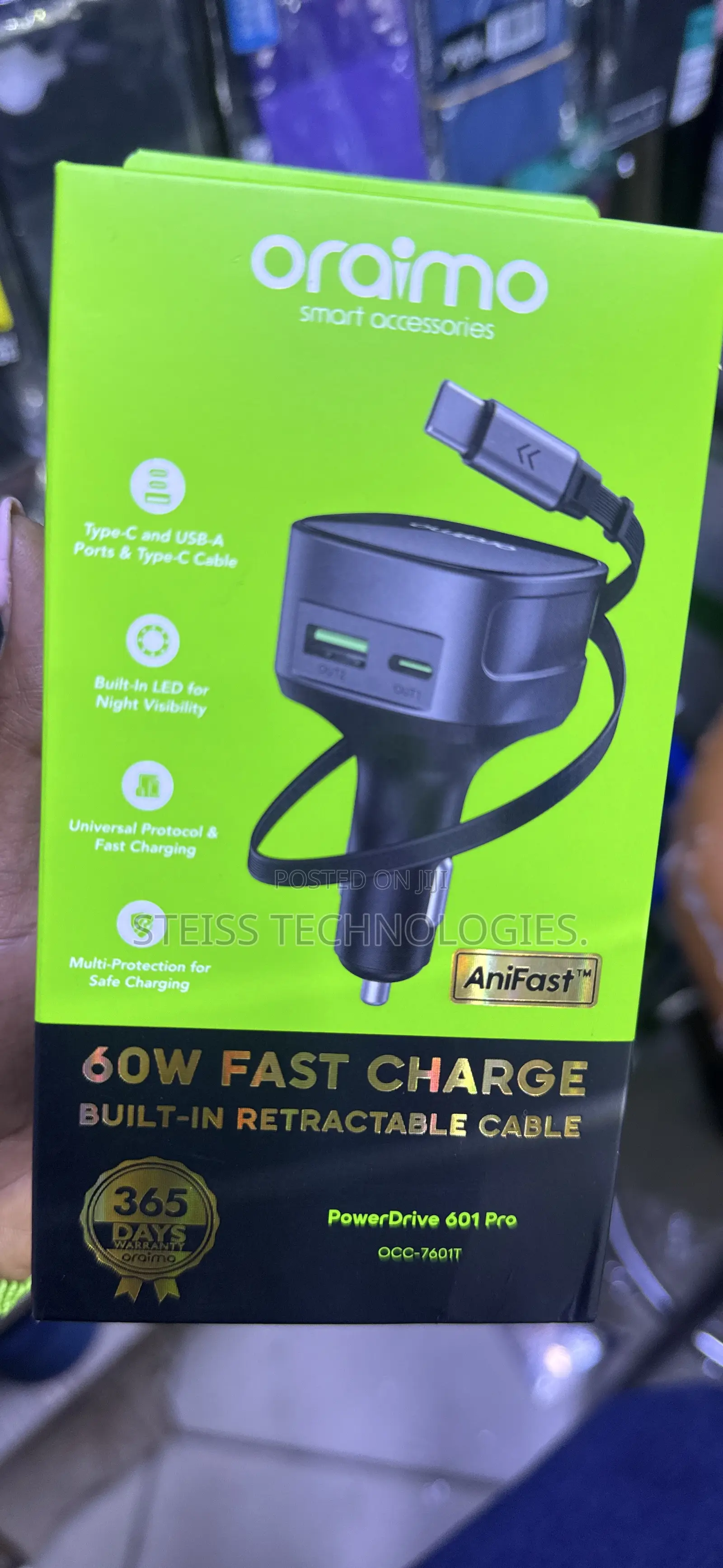 60w Oraimo- Superfast Car Charger