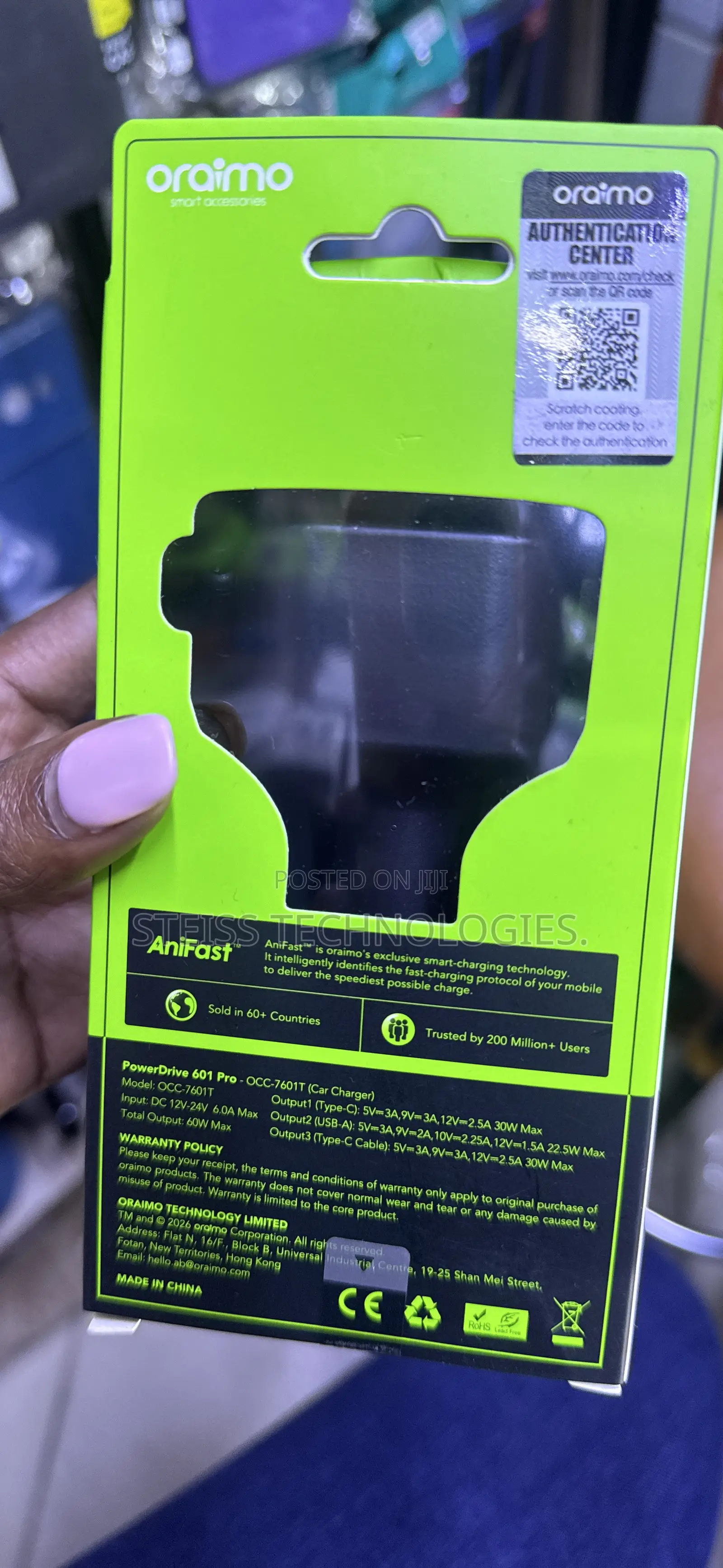 60w Oraimo- Superfast Car Charger