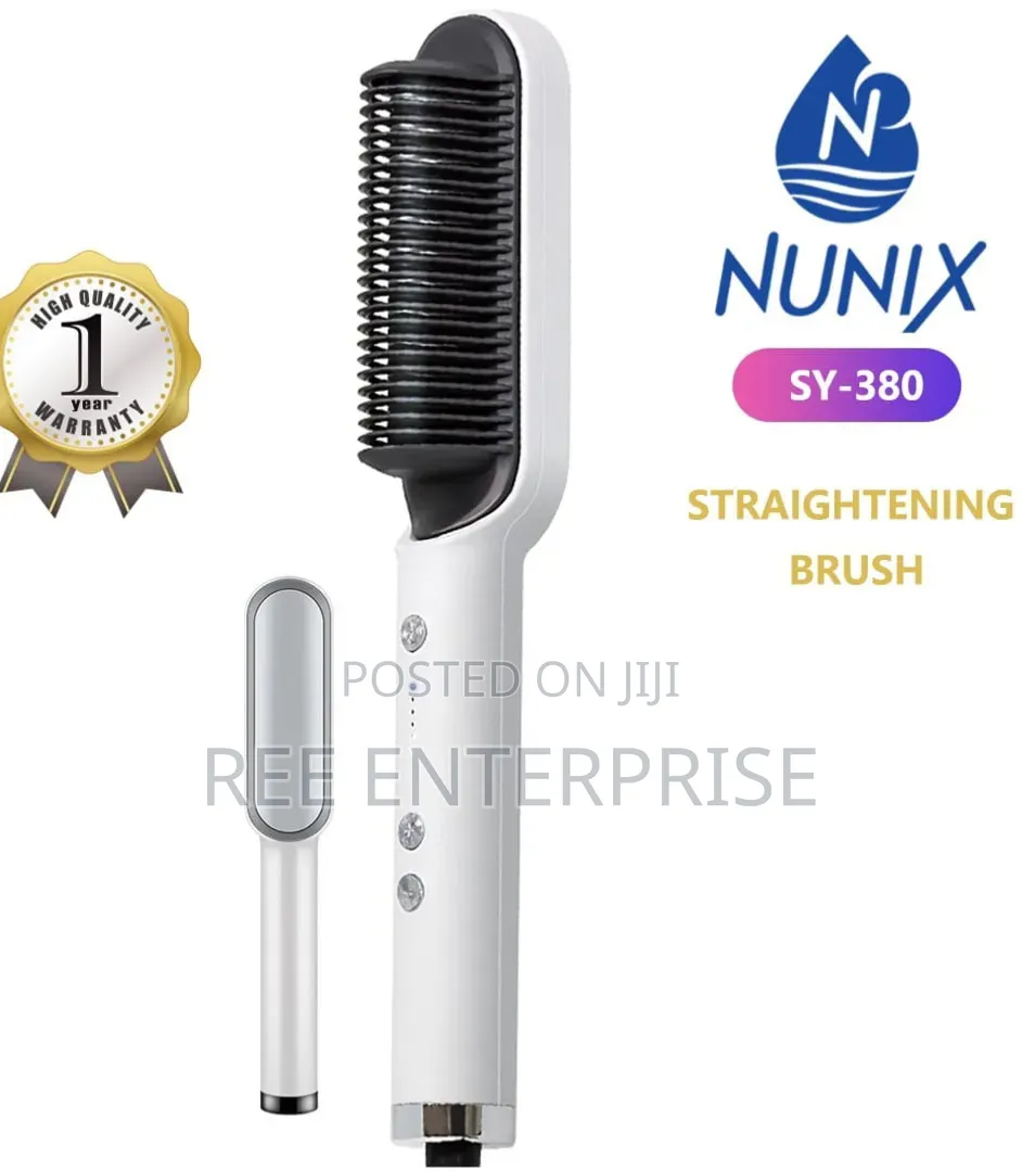 Nunix SY-380 2-in-1 Electric Hair Straightening Comb and Brush