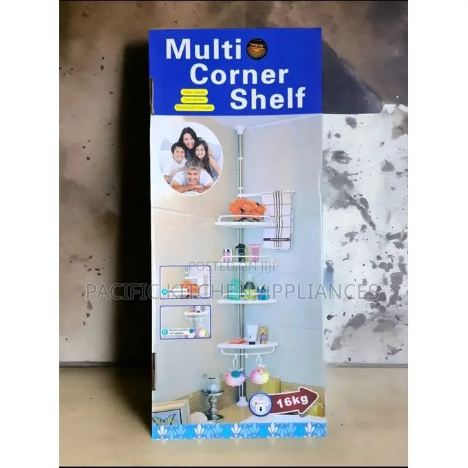 4 Layer Multi Corner Shelf Tension Pole-Bathroom Organizer