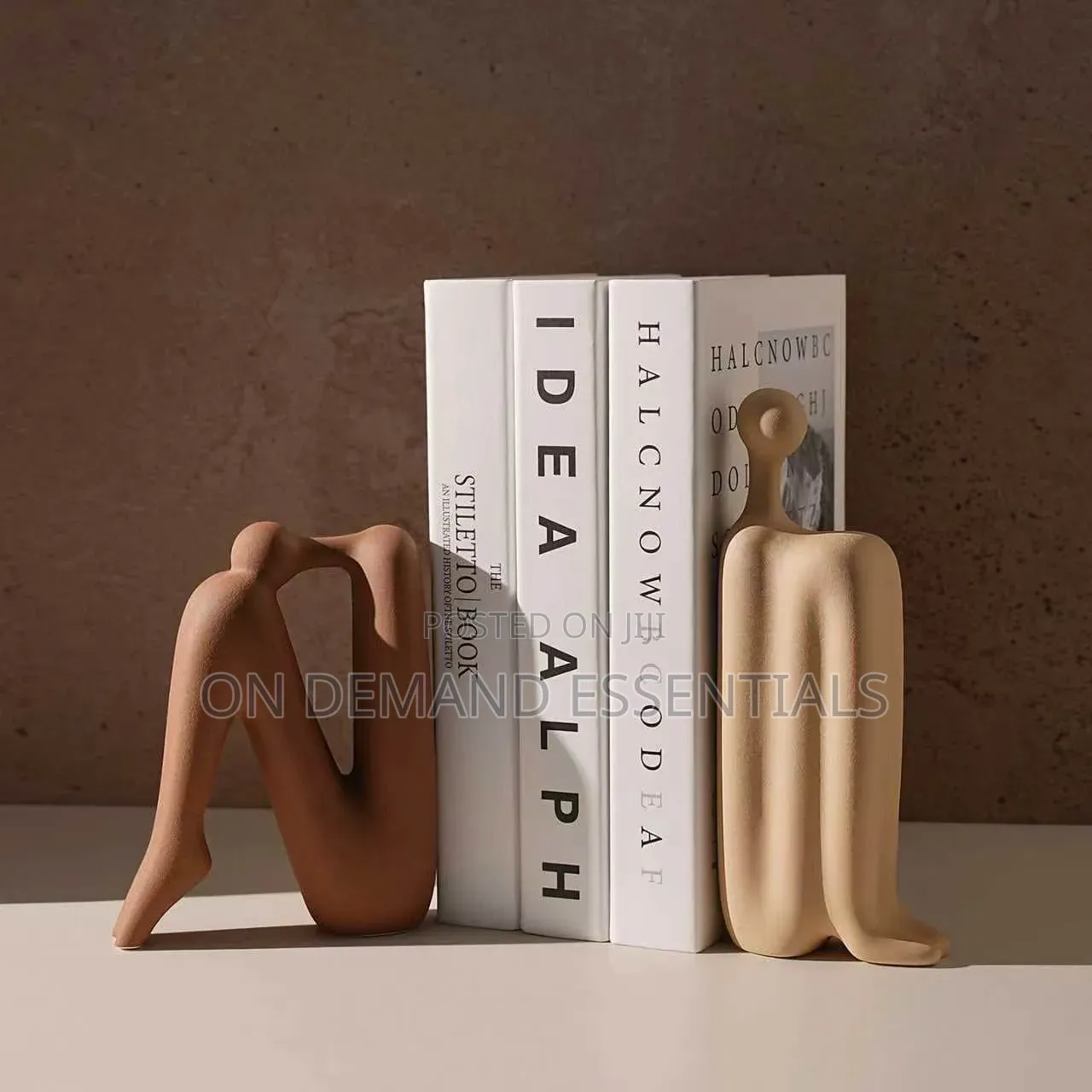 Modern Minimalist Back to Back Abstract Figure Ceramic Bookends