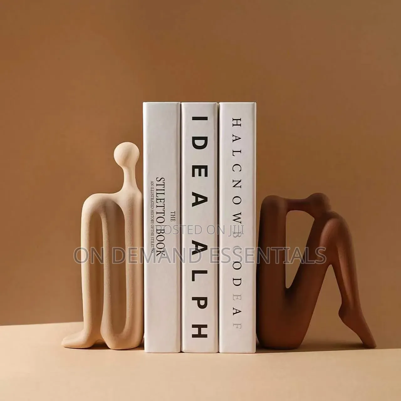Modern Minimalist Back to Back Abstract Figure Ceramic Bookends