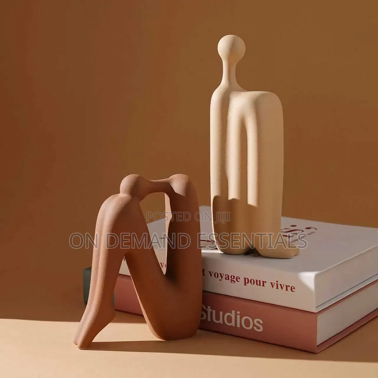 Modern Minimalist Back to Back Abstract Figure Ceramic Bookends