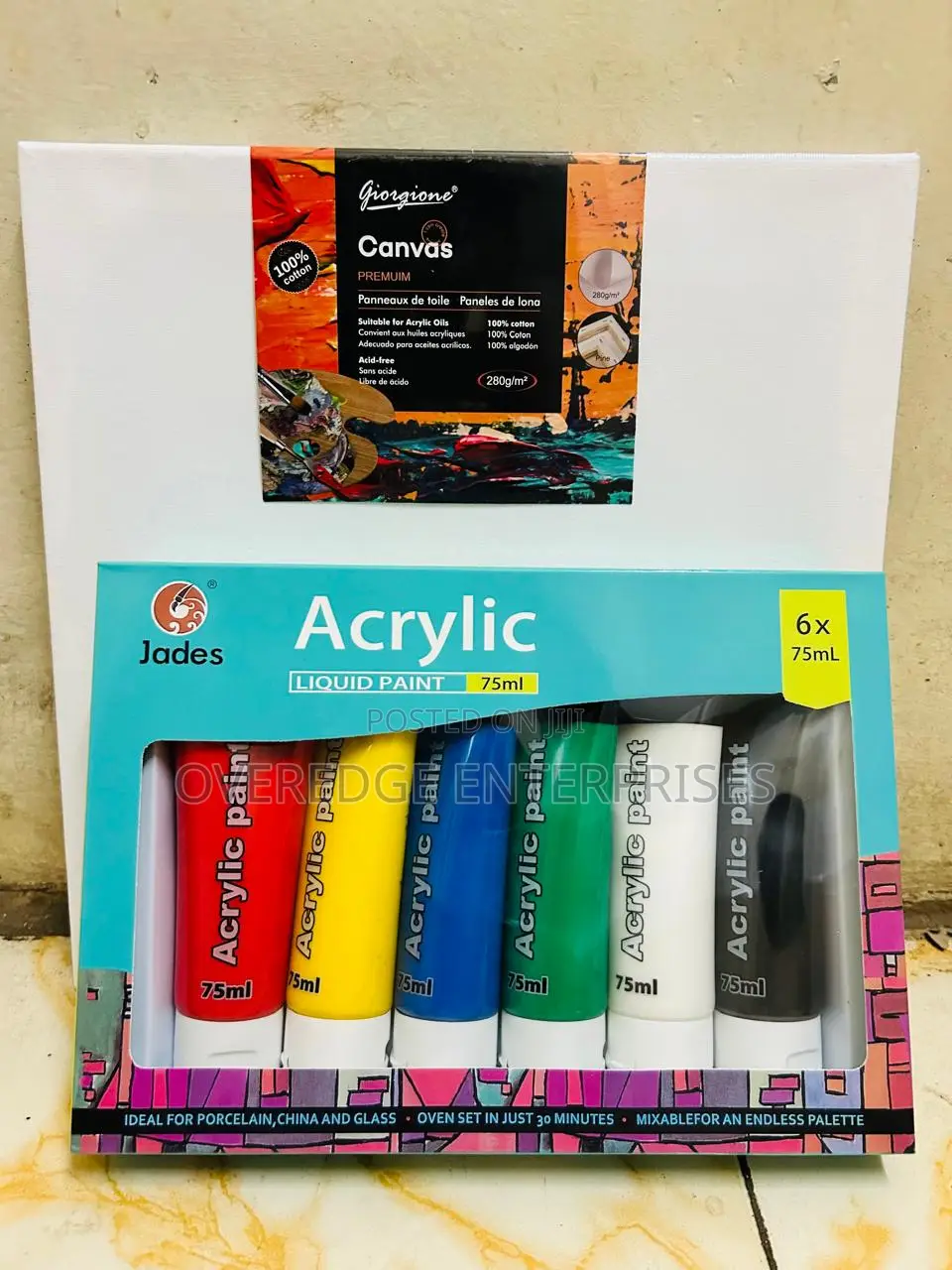 Acrylic Paints With 30cmx30cm Canvas