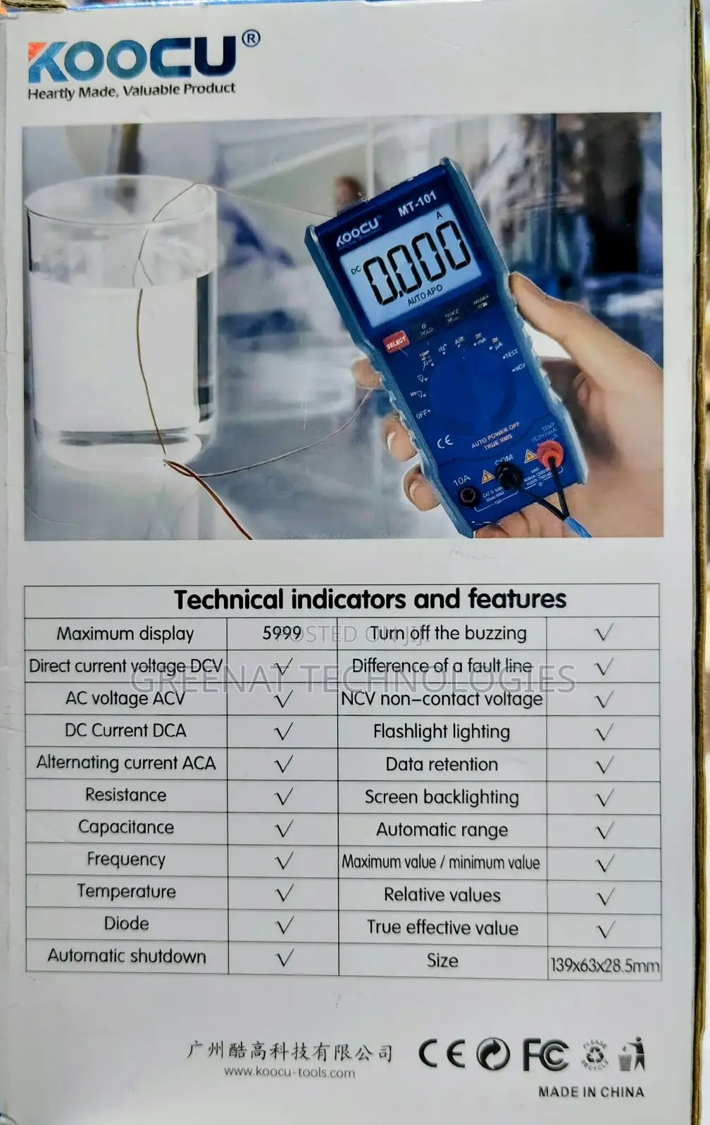 KOOCU MT-101 True RMS Digital Multimeter Portable Multimeter Auto