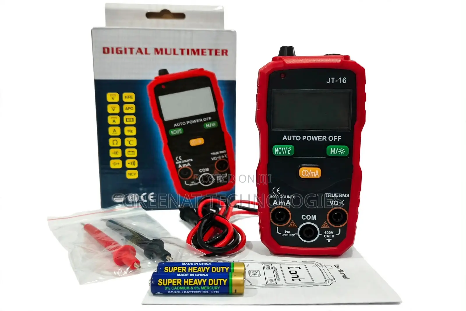JT-16 Digital Multimeter 4000 Counts True RMS Auto Power Off NCV