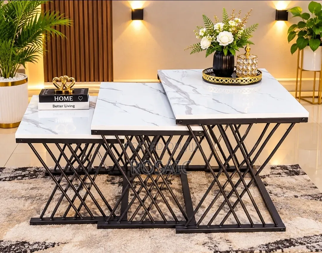 Modern 3 in 1 Executive Squire Pure Marble Table