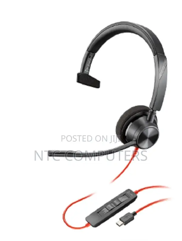 Poly Blackwire 3310 Monaural USB-C Headset +USB-C/A Adapter