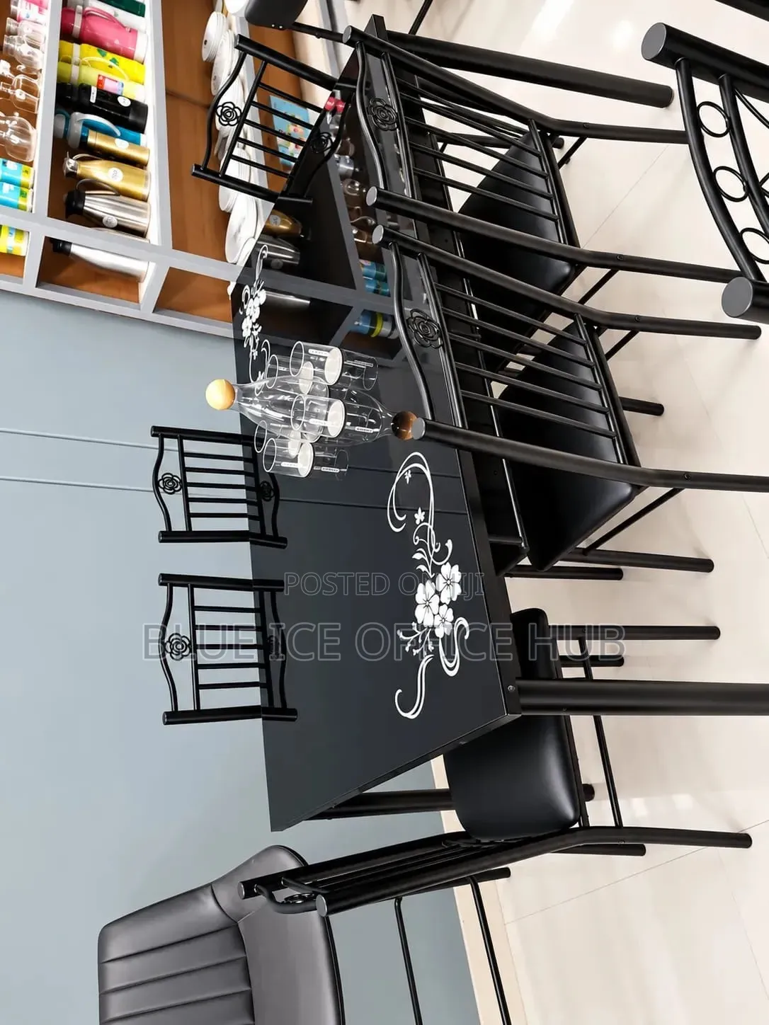 Modern Black 6 Seater Dining Table Set