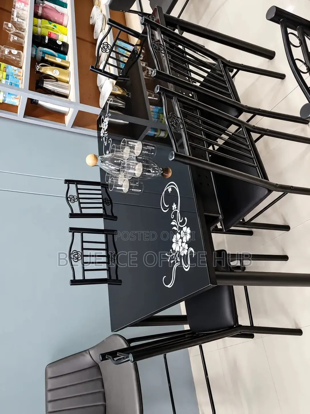 Modern Black 6 Seater Dining Table Set