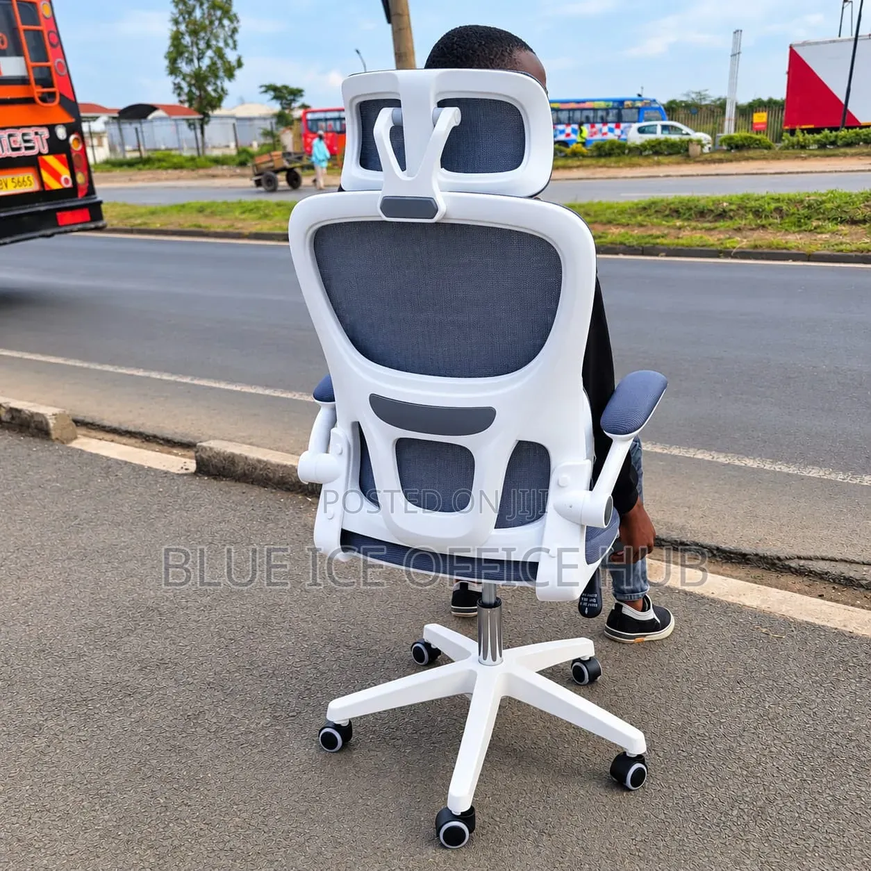 White Ergonomic Office Chair With Headrest